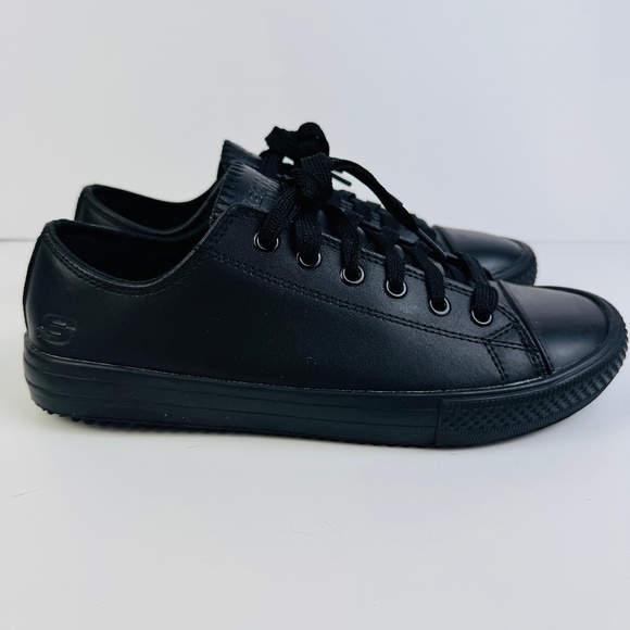 Skechers Gibson Harwood Lace Up Slip Resistant Black Work Shoes Women's Size 8 - Picture 2 of 9